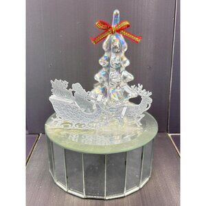 Vintage Acrylic Christmas Tree With Santa Sleigh Music Box Decoration Winter Won